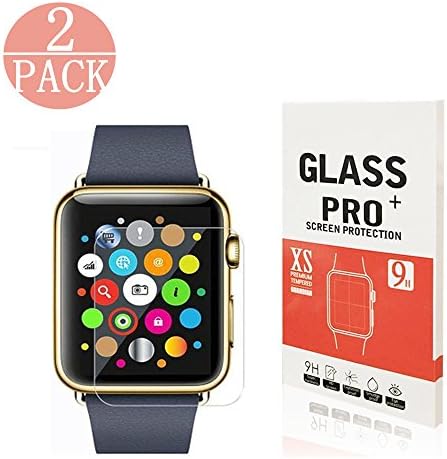 [2-Pack] Apple Watch 42mm Smart Watch Tempered Glass Screen Protector,Mautions Anti-Scratch, 9H Hardness, Anti-Fingerprint, Bubble Free[Only Covers the Flat Area]Screen Protector for Apple Watch 42mm