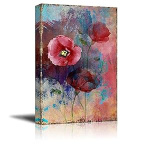 Red Poppies Over a Colorful Watercolor Background Nature