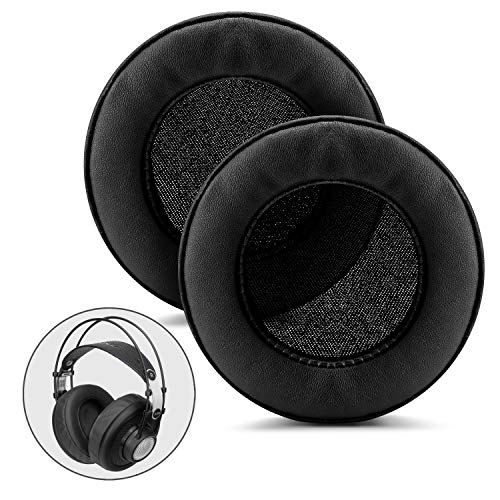 BRAINWAVZ XL Large Replacement Memory Foam Earpads - Suitable for Many Other Large Over The Ear Headphones - Sennheiser, AKG, HifiMan, ATH, Philips, Fostex, Sony (Black Pleather)