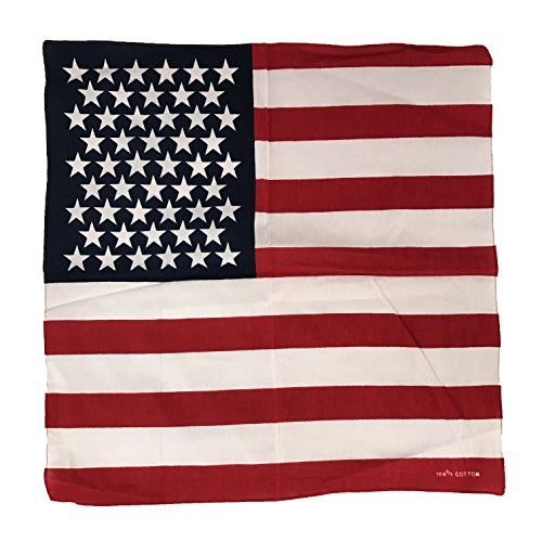 Allgala 12-PC 100% Cotton Premium Bandannas, US Flag
