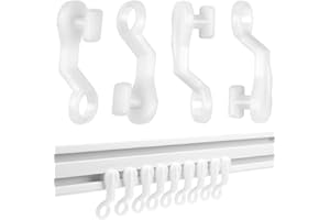 H&S Curtain Glider Hooks - 50pcs Plastic White Curtain Rail Track Gliders - Curtain Rail Glider - Curtain Hook Plastic - Curt