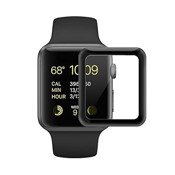Apple Watch serie 2 Protector de Pantalla [Cobertura Completa] [Resistencia a Los Arañazos] 3D 38mm de la Serie de Cristal Templado Para Apple Watch ...