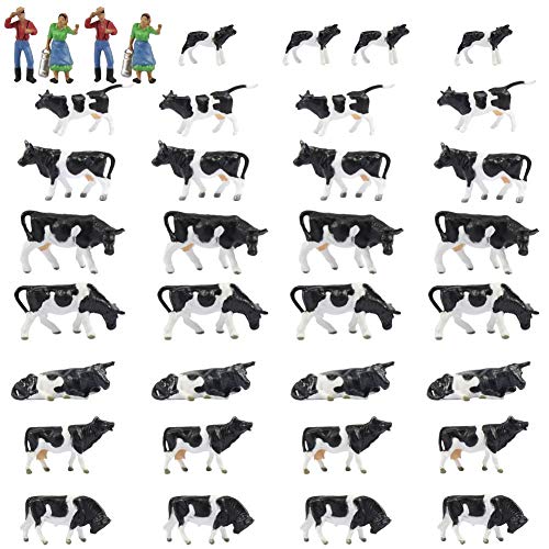 36Stk. Verschiede Kühe Rinder Figuren Bunt Tierfiguren Spur H0 1:87 Bauernhof Dekor Modellbau zubehör