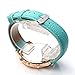Top Plaza Fashion Women's Analog Watch, PU Leather Band Rose Gold Tone - Turquoise
