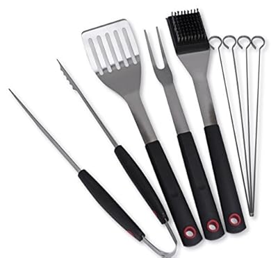 Culina Grilling/BBQ Tool Set. 8-pc. Stainless Steel. Soft Touch Handle