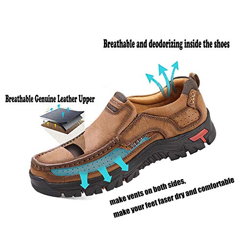 Venshine Mens Walking Shoes Leather Lightweight Breathable Casual Slip