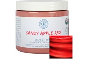 Penguin Pottery - Celadon Series - Candy Apple Red - Mid Fire Glaze, High Fire Glaze, Cone 5-6 for Mid Fire Clay, High Fire Clay - Ceramic Glaze Pottery (1 Pint | 16 oz | 473 ml)