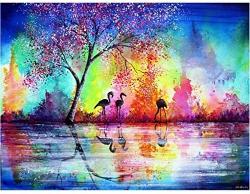 GUOXIN12 Diy Diamond Painting Landscape Full Square Diamond Embroidery Cross Stitch Flamingo Mosaic Rhinestone Animal Home Decor,30X40Cm