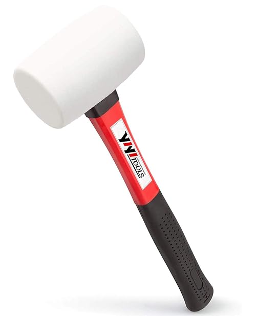 YIYITOOLS Rubber Hammer, 16oz rubber mallet With fiberglass Handle,white