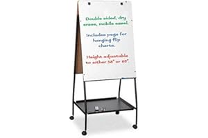 BALT Best-Rite Wheasel, Double Sided Dry Erase Melamine Whiteboard Easel, 65"H x 28.75"W x 27"D (759), Melamine Dry Erase