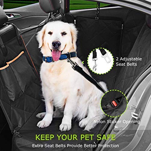 Dog Seat Cover for Back Seat - 100% Waterproof,Nonslip Bench Seat Cover Compatible for Middle Seat Belt and Armrest| Strong & Durable, Multiuse,Fits All Cars | BONUS Gifts Pack Bag,Dog Leash, Buckle