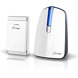 Vikel Wireless Doorbell Chime Kit with No Battery Required Push Button and Battery Operated Receiver,500 Feet Operating Range, 4 Levels Volume, 32 Melodies to Choose, IP44 Bell Push,White