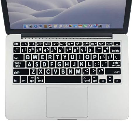 Premium Keyboard Cover Silicone Skin for MacBook Pro 13/15/17(2015 or Older, with or w/Out Retina Display) and MacBook Air 13 (A1466/A1369,Old or 2017 Released), Big Font Black