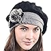 F&N STORY Lady French Beret Wool Beret Chic Beanie Winter Hat Jf-br034 (BR022-Black Angora)
