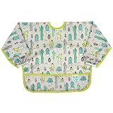 Bumkins Sleeved Bib / Baby Bib / Toddler Bib / Smock, Waterproof, Washable, Stain and Odor Resistant, 6-24 Months - Cactus
