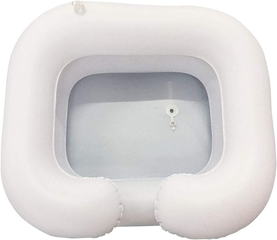 rwu0 PVC Inflatable Shampoo Basin,Protable Elderly Care Washing Basin Inflatable PVC Hair Washing Basin Disabled Care Basin with Drain Tube for Injured, Elderly