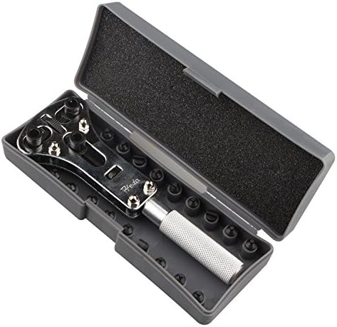 Futheda Watch Back Case Cover Opener Adjustable Watch Screw Remover for Watch Repair Battery Change Tool Kits with 4 Types Clamps