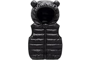 AIWUHE Baby Boys Girls Hooded Puffer Vest Winter Lightweight Sleeveless Bear ears Zipper Up Jacket