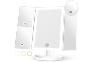 NIKKOMON Lighted Makeup Mirror with 3 Color Lighting, Makeup Mirror with Light, 72 LED Vanity Mirror, 10x 3X 2X Magnification, Gift for Woman