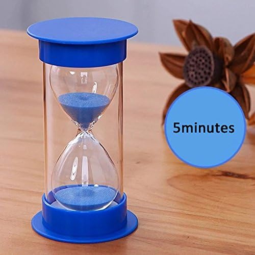 Sand Timer with Protective Covering, AblueA 5 Minutes Plastic Sand Clock Timing Hourglass (Blue Caps and Blue Sand)