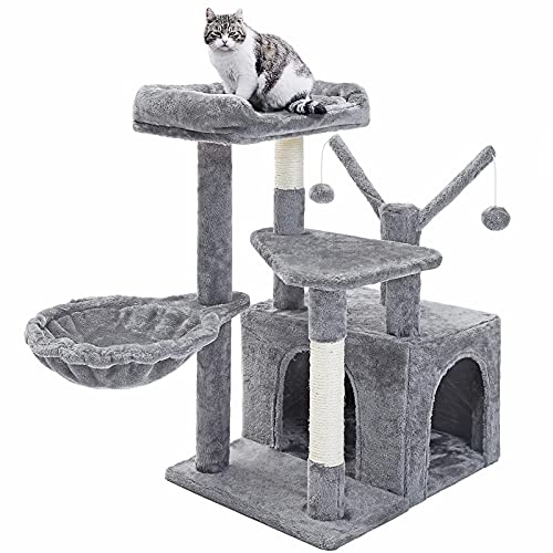 SUPERJARE Cat Tree Condo with 2 Danging Balls, Kitten Activity Center