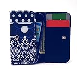 RCA M1 Case,Universal Wallet Clutch Bag Carrying Fold Leather Smartphone Case with Buckle Card Slot for RCA M1 4.0 Inch-Blue Bowknot Style