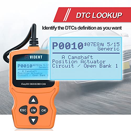 Vident iEasy200 OBD2 Scanner, Code Reader for Engine Fault Check, I/M Readiness Smog Check, CAN Diagnostic Scan Tool for All OBDII Protocol Cars