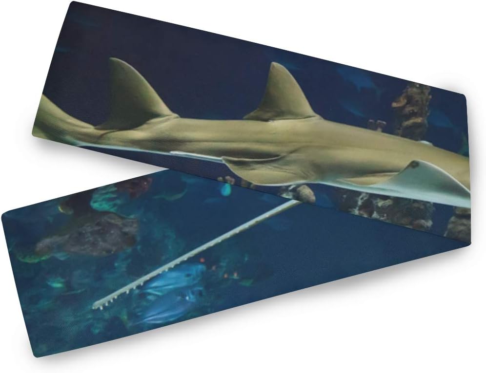 FAJRO Aquarium Small Shark Table Runner for Family Dinners Gatherings, Indoor or Outdoor 13x70inch/13x90inch