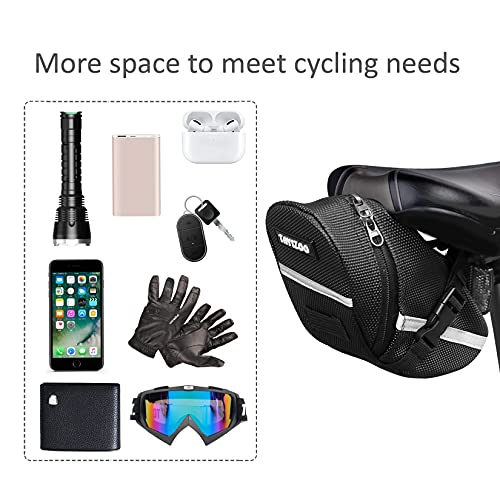 Tayizoo Bike Seat Bag Waterproof With Reflective Strips Bicycle Saddle Bag Under Seat Cycling Seat Pack for Mountain Bikes and Road Bicycle