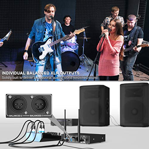 Wireless Microphone System,FIFINE Two Handheld Dynamic Cordless Mic and Dual Channel Receiver, 50 Selectable UHF Frequency for Karaoke Singing Party,Church,Worship,Wedding,School Presentation.(K040)