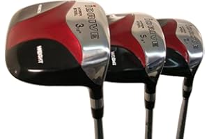 SAILUPXINYUAN iDrive Red Square Anti-Slice Draw Fairway 3 5 7 Wood Set Golf Clubs, Right Handed Senior Flex with Men's Size Black Pro Velvet Grips