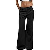 GORGLITTER Women's Dress Pants Low Rise Wide Leg Trousers Business Casual Work Dressy Low Waisted Straight Slacks Pants