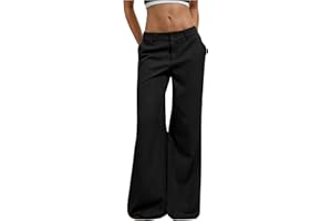 GORGLITTER Women's Low Rise Trousers Dress Pants Dressy Low Waisted Wide Leg Straight Business Casual Work Slacks Pants