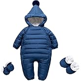 Y·J Back home Waterproof Down Filled Baby Snowsuit Fleece Lined Light Weight-with Gloves&Shoes
