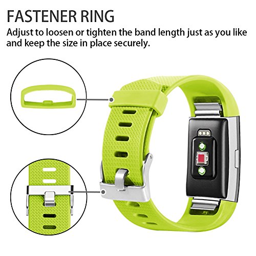 POY Replacement Bands Compatible for Fitbit Charge 2, Classic Edition Adjustable Sport Wristbands, Large Yellow Green