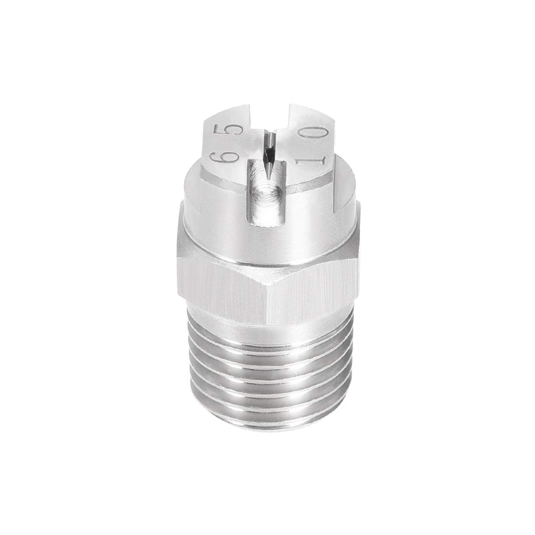 sourcing map Flat Fan Spray Tip - 1/4BSPT Male Thread 304 Stainless Steel Nozzle - 65 Degree 2mm Orifice Diameter