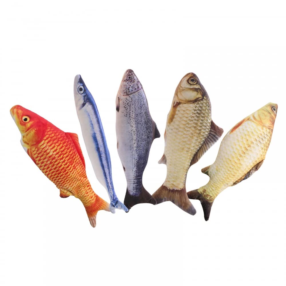 DONGKER 5PCS Fish Cat Catnip Toy, Interactive Pets Pillow Chew Bite Supplies Bite Resistant Cat Chew Toy for Cat Kitten Kitty(not include catnip)
