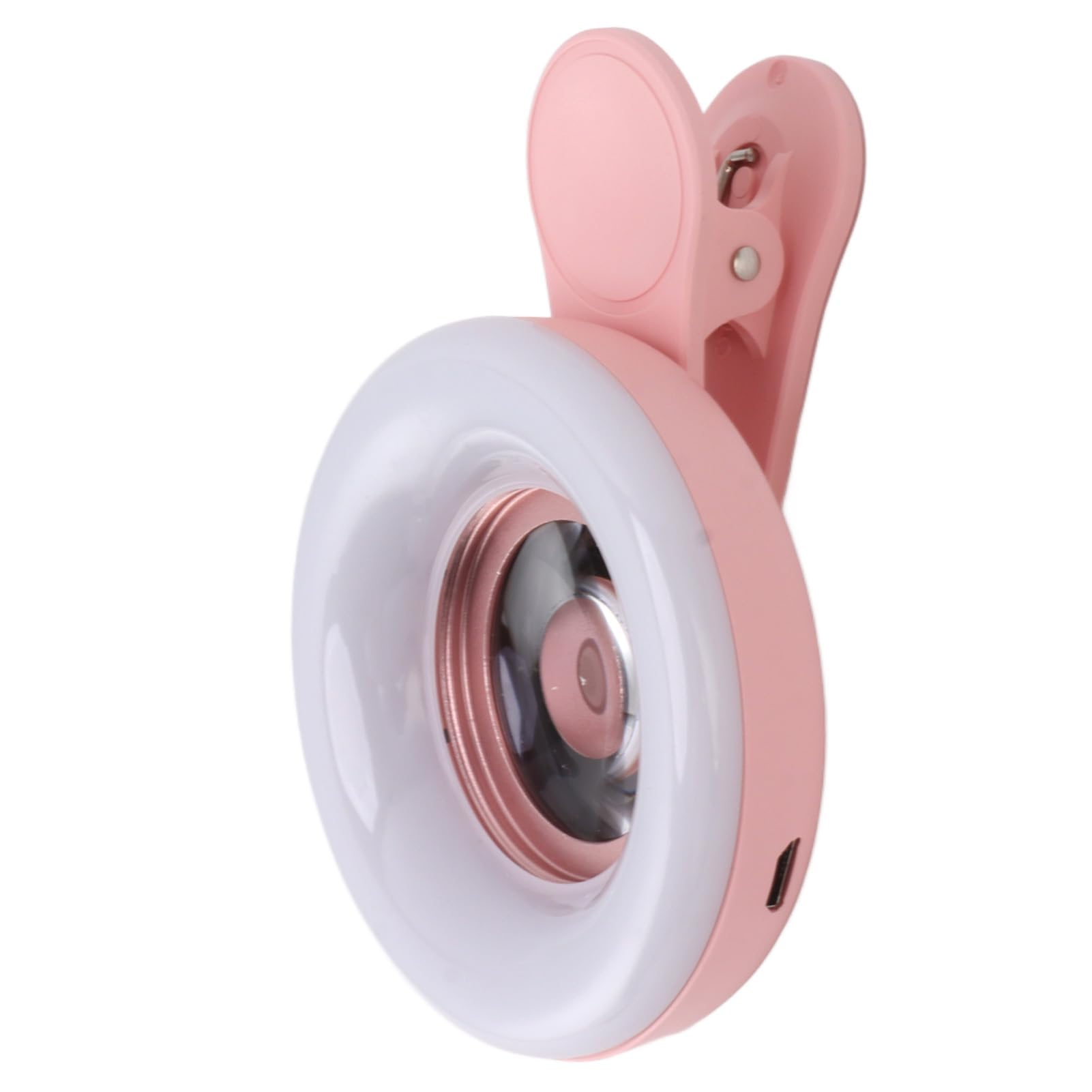 Phone Camera, 15X Macro Lens with Clip Ring Light 2800 to 6500K Phone Ring Fill Light Lens for Photography Video Recording (Pink)