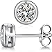 Bezel Set Earrings Sterling Silver Cubic Zirconia Bezel Stud Earrings Bezel CZ Stud Earrings Bezel Set CZ Earrings for Women Simple Fake Diamond Earrings Cubic Zirconia Bezel Earrings