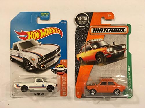 Matchbox 2017 MBX Explorers '70 Datsun 510 Rally 94/125, Orange & BONUS: Hot Wheels 2017 HW Hot Trucks Datsun 620 181/365, White