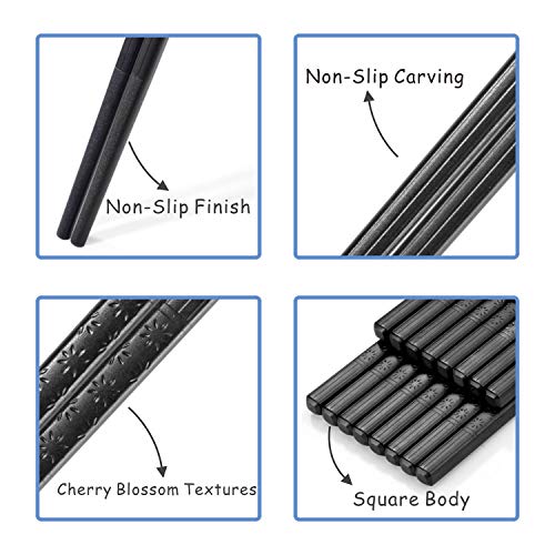 Reusable Chopsticks (8 Pairs) - COZILIFE Premium Quality Fiberglass Chopsticks for Household and Restaurant, 9 1/2 Inches in length, 0.5 Oz in weight each, Kraft Box Package