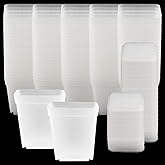 HEIHAK 100 PCS 3 Inches Plastic Square Nursery Pot, Transparent Square Plastic Starter Pots with Saucers and Drainage Hole, Clear Nursery Pots for Your Room, Garden, Office and Balcony Decor