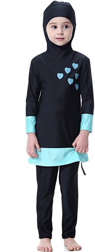 KXCFCYS Muslim Swimwear for Kid Girls Children Modest Islamic Hijab Swimsuits Burkini