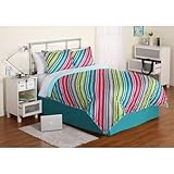 Keeco Summer Sky Electra Stripe Reversible Bedding Set Bed In Bag Twin, 6 Piece