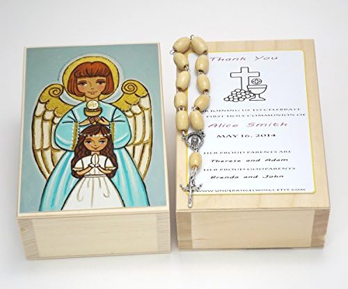 Girl first communion favors girl Rosary favor Rosary box First communion gift girl Guardian angel gift Thank you favor Girl first holy communion favor girl Personalized keepsake box Wooden box