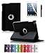 Uvital PU Leather 360 Degree Rotating Multi-angle Stand Folio mart Wake Up Sleep Case for iPad 2/3/4 - Black