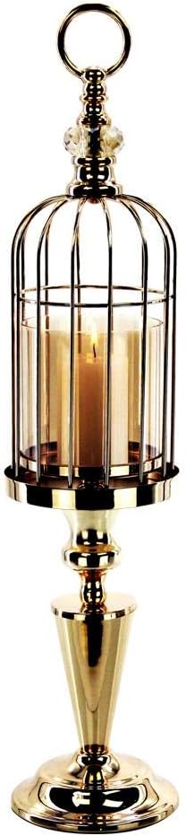 22.5" Gold Bird Cage Pillar Candle Stand or Candle Holder for Special Events, Parties, Weddings, Home Décor and Accents