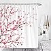 Wencal Pink Cherry Blossom Shower Curtain for Bathroom with 12 Hooks Floral Sakura 72 x 72 Inches