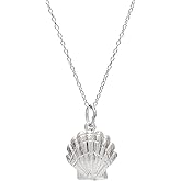 Sterling Silver Scallop Seashell Pendant Necklace, 18"