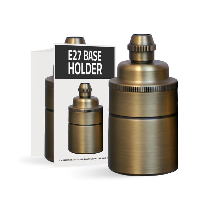 Lamp Holder E27 Base Metal Antique Bronze Brass Batten Heat Resistant Ceramic Light Socket, Screw Bulb Adapter with Wire Leads,for Pendant Lights, Ceiling Fixtures, DIY Lighting Projects – Green Brass